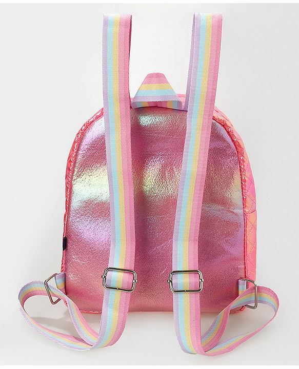 Pine Kids Fashion Backpack with Colourful Straps  Free Size - Pink