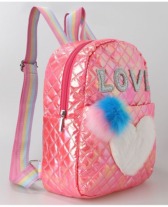Pine Kids Fashion Backpack with Colourful Straps  Free Size - Pink
