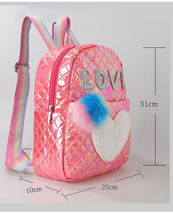 Pine Kids Fashion Backpack with Colourful Straps  Free Size - Pink