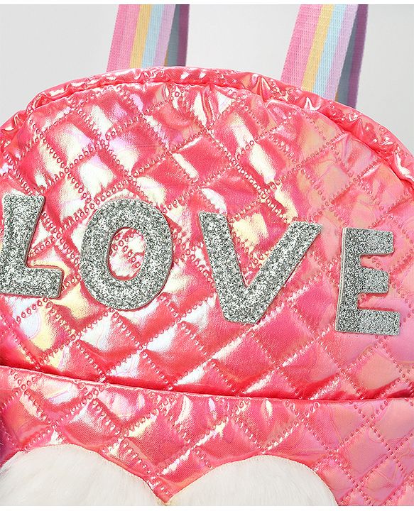 Pine Kids Fashion Backpack with Colourful Straps  Free Size - Pink