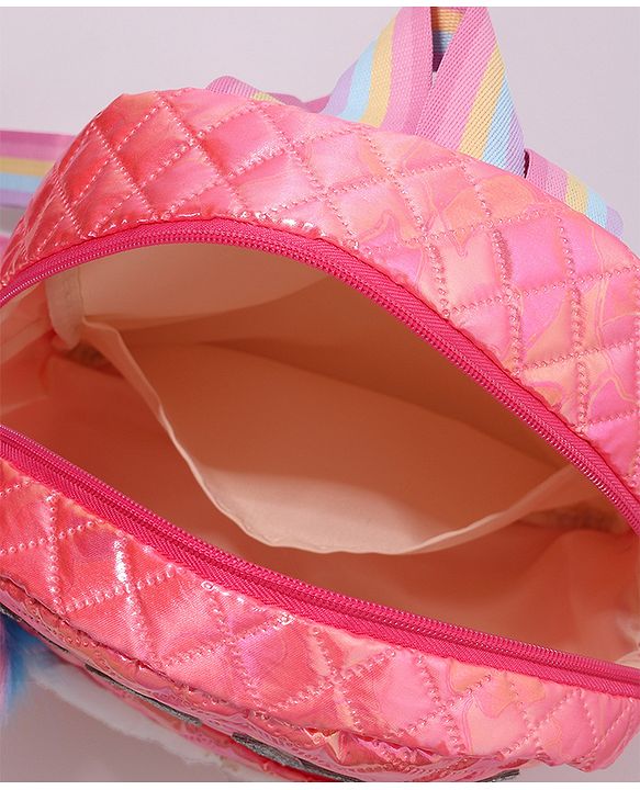 Pine Kids Fashion Backpack with Colourful Straps  Free Size - Pink