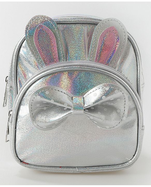 Babyhug Fashion Backpack with Bow Applique Free Size - Silver