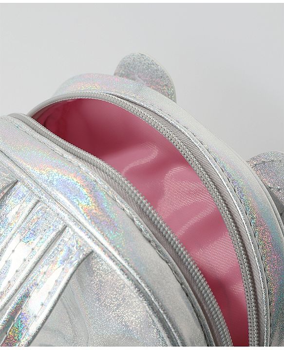 Babyhug Fashion Backpack with Bow Applique Free Size - Silver