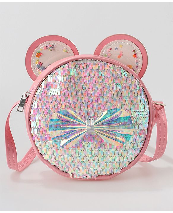 Babyhug Sling Bag with Bow Applique - Dark Pink