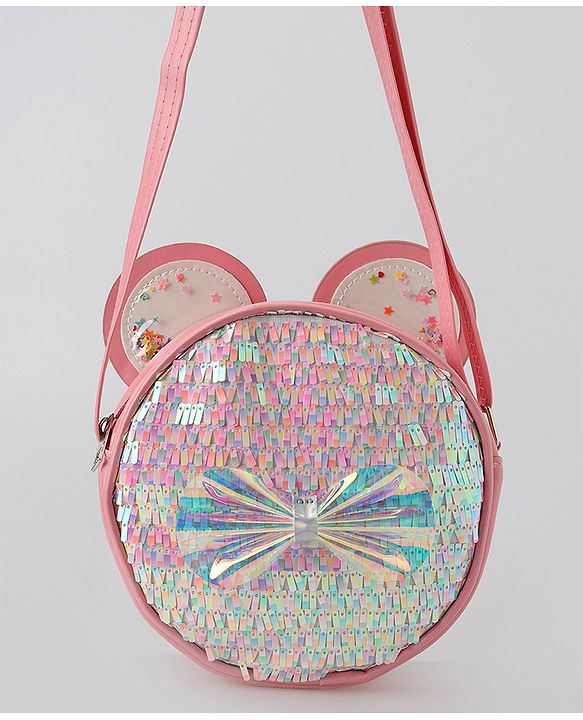 Babyhug Sling Bag with Bow Applique - Dark Pink