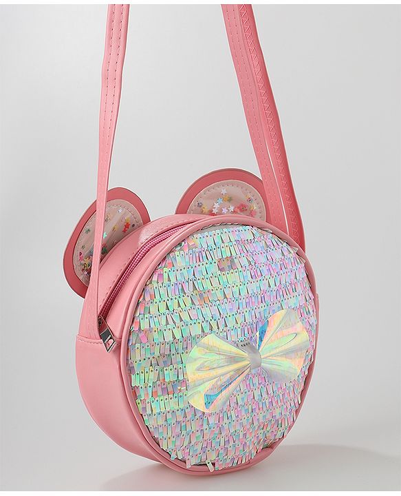 Babyhug Sling Bag with Bow Applique - Dark Pink