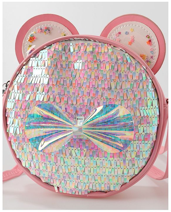 Babyhug Sling Bag with Bow Applique - Dark Pink