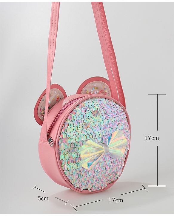 Babyhug Sling Bag with Bow Applique - Dark Pink