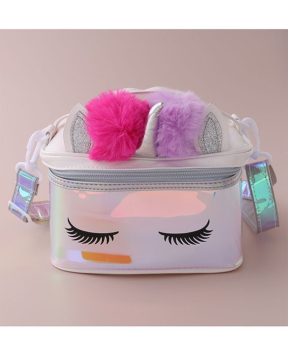 Babyhug Sling Bag with Unicorn Design Free Size - Silver
