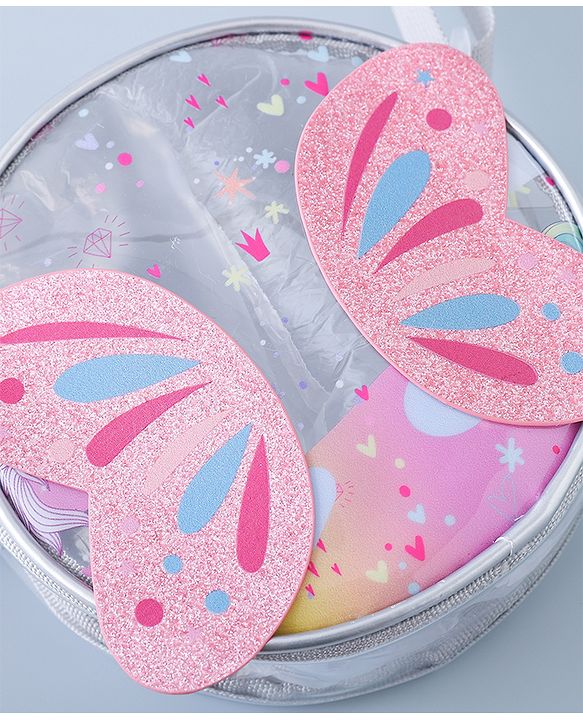 Babyhug Transparent Sling Bag with Butterfly Applique - Silver