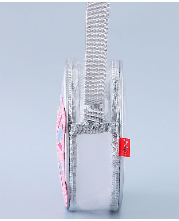 Babyhug Transparent Sling Bag with Butterfly Applique - Silver