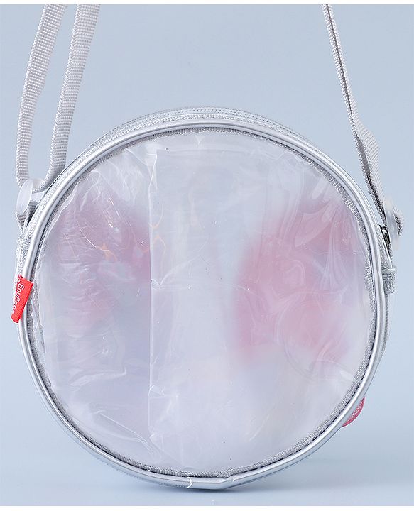 Babyhug Transparent Sling Bag with Butterfly Applique - Silver