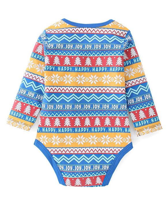 Babyhug 100% Cotton Full Sleeves Onesies With Text Print - Blue