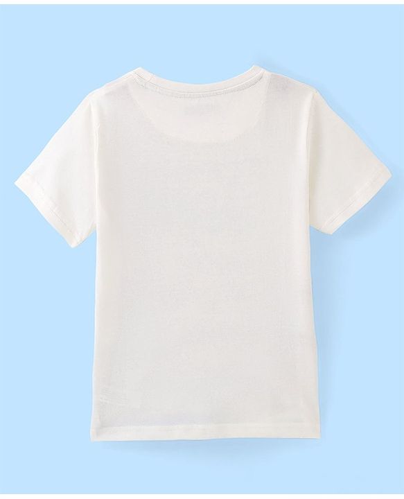 Pine Kids Half Sleeves Round Neck Cotton Text Printed T-Shirt - Snow White