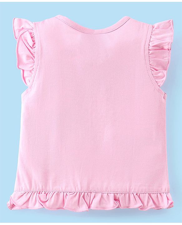 Babyhug Cotton Knit Half Sleeves Night Suit Unicorn Print -Pink