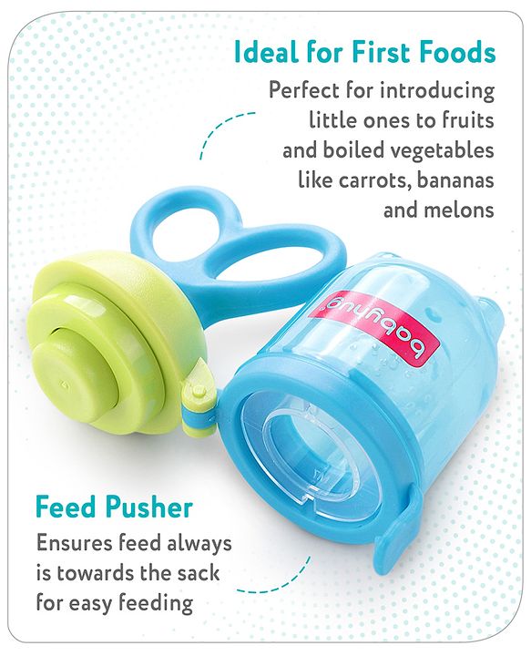 Babyhug Fruit & Food Feeder with Feed Pusher- Blue