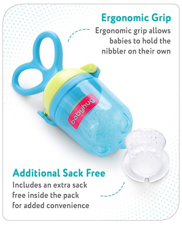 Babyhug Fruit & Food Feeder with Feed Pusher- Blue