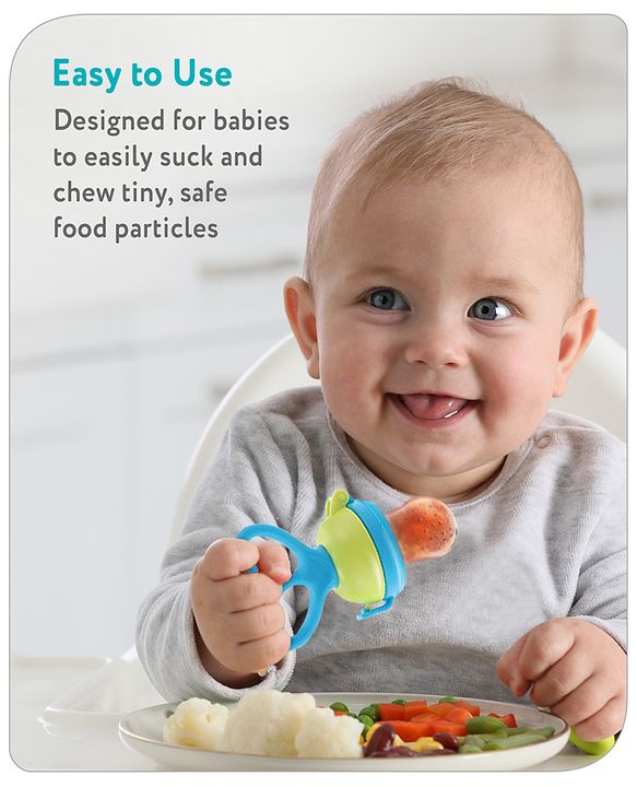 Babyhug Fruit & Food Feeder with Feed Pusher- Blue