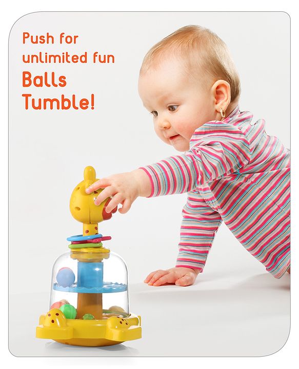 Babyhug Premium Giraffe Press and Spin Toy for Kids- Yellow| Pre-school Toys for Kids| Encourage Walking, Build Gross Motor Skills and Hand-Eye Coordination| BIS Certified| 18 Months+