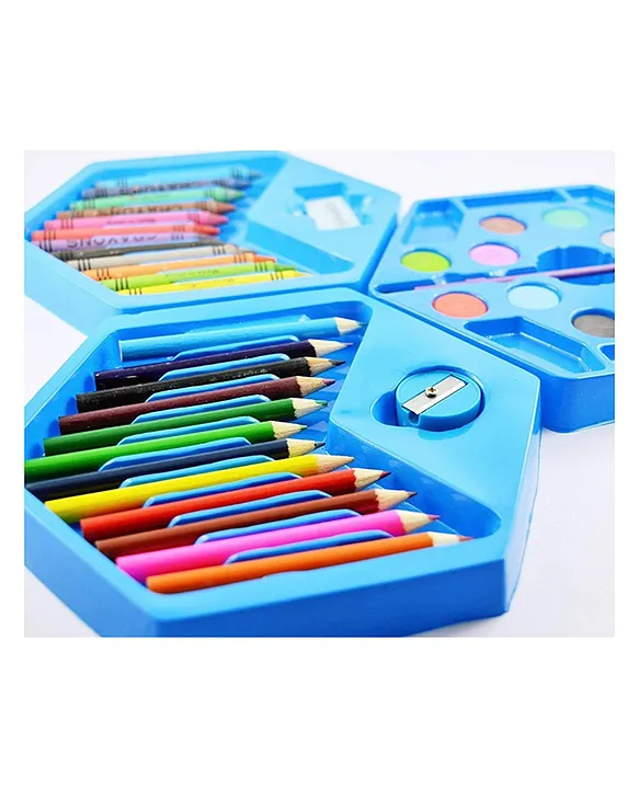 Blue Paper 46 Pcs Drawing Art Set With Color Pencils Crayons Sketch Pens  For Kids, Packaging