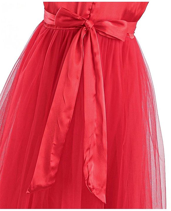 Pine Kids Sleeveless Party Gown with Sequin Detailing - Red