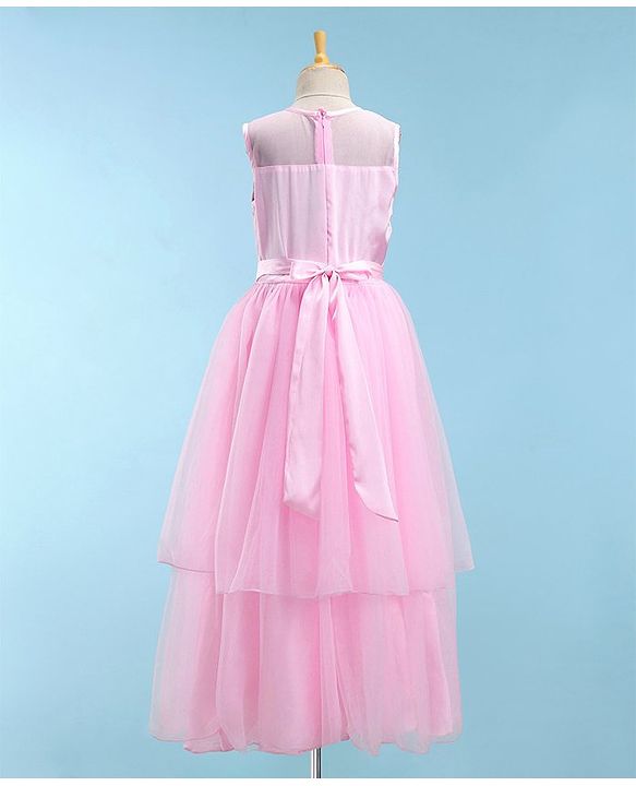 Pine Kids Sleeveless Party Frock With Sequins Detailing - Pink