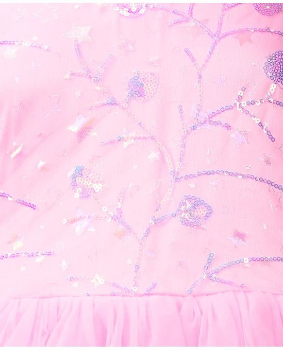 Pine Kids Sleeveless Party Frock With Sequins Detailing - Pink