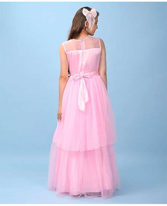 Pine Kids Sleeveless Party Frock With Sequins Detailing - Pink