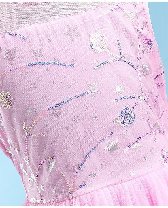 Pine Kids Sleeveless Party Frock With Sequins Detailing - Pink