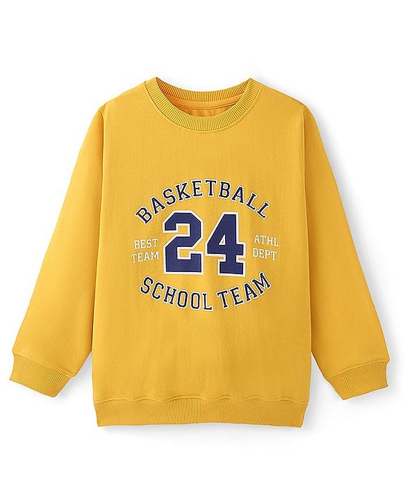 Pine Kids Full Sleeves Round Neck Printed Sweatshirt - Old Gold