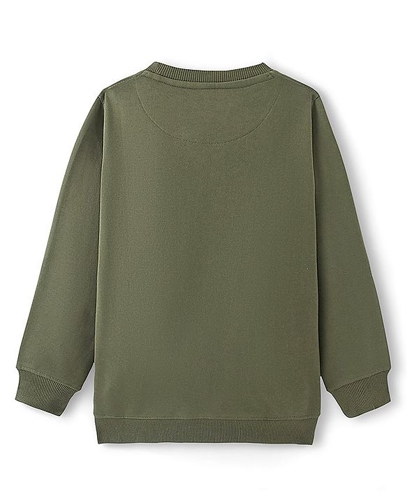Pine Kids Full Sleeves Round Neck Printed Sweatshirt - Olive