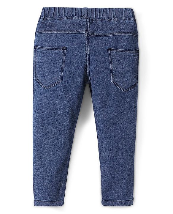 Babyhug Denim Full Length With Stretch Jegging Solid Colour - Dark Blue