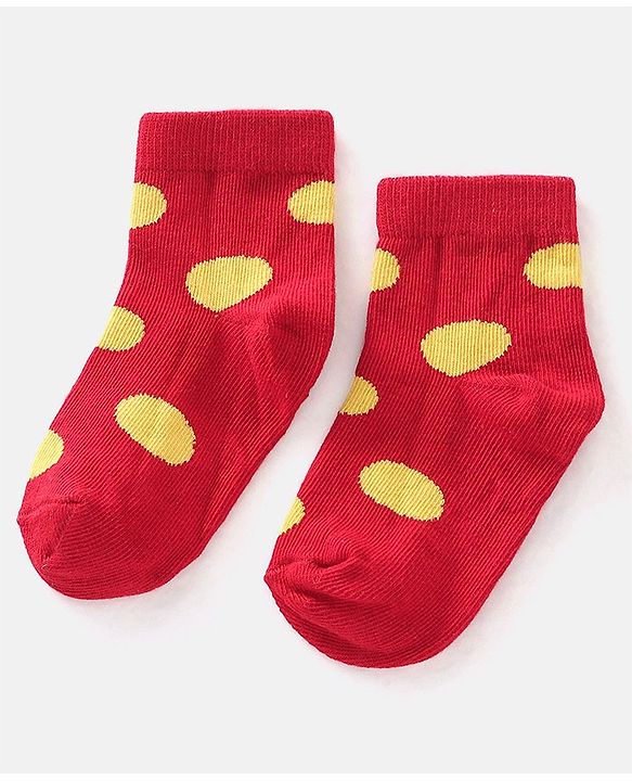 Cute Walk by Babyhug Cotton Blend Rich Non Terry Antibacterial Ankle Length Socks Polka Dots Design Pack of 5 - Multicolour