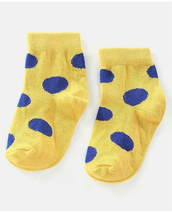 Cute Walk by Babyhug Cotton Blend Rich Non Terry Antibacterial Ankle Length Socks Polka Dots Design Pack of 5 - Multicolour