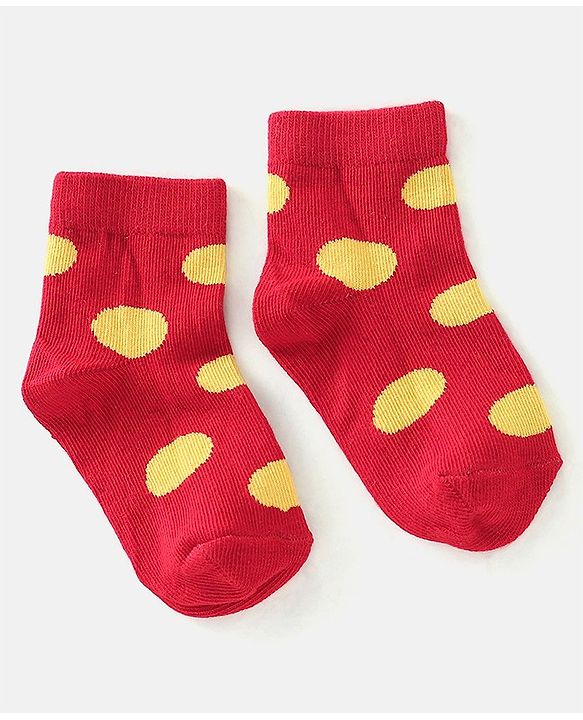Cute Walk by Babyhug Cotton Blend Rich Non Terry Antibacterial Ankle Length Socks Polka Dots Design Pack of 5 - Multicolour