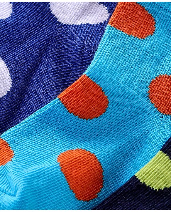 Cute Walk by Babyhug Cotton Blend Rich Non Terry Antibacterial Ankle Length Socks Polka Dots Design Pack of 5 - Multicolour
