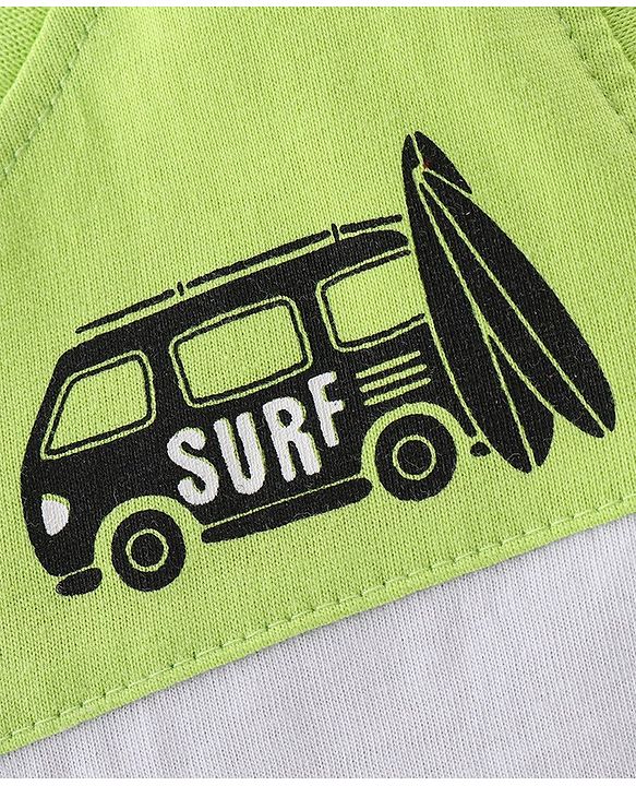 Babyhug 100% Cotton Sleeveless Cut & Sew T-Shirt Text Print - Lime White & Blue
