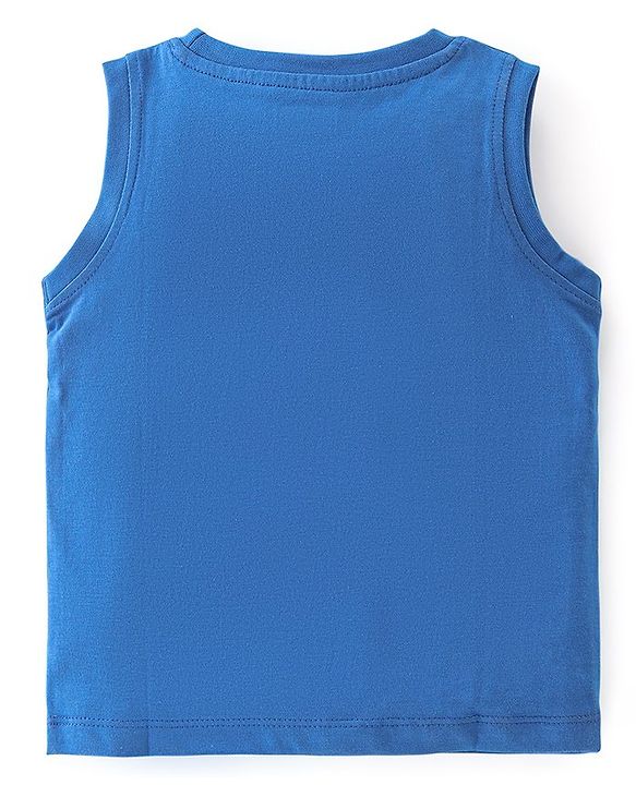 Babyhug 100% Cotton Sleeveless T-Shirt Text Print - Blue