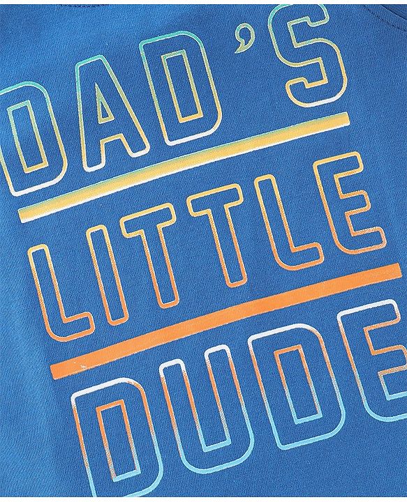 Babyhug 100% Cotton Sleeveless T-Shirt Text Print - Blue