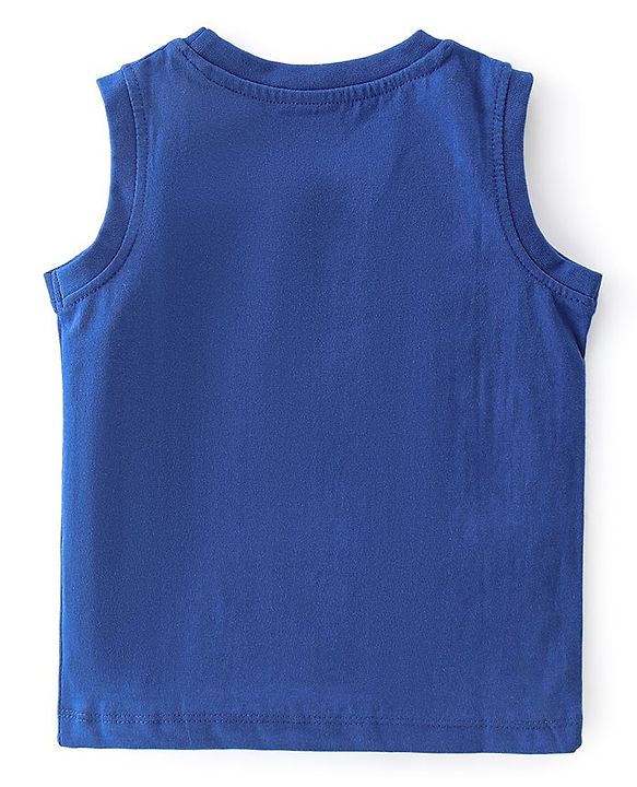Babyhug Cotton Knit Sleeveless T-Shirt Tree Text & Stripe Print Pack of 3- Blue Red & Yellow
