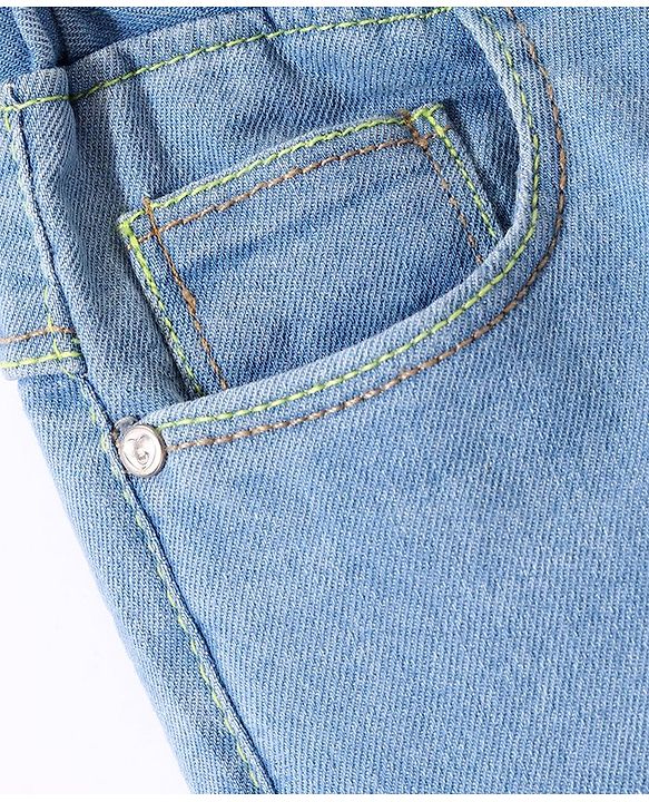 Babyhug Full Length  With Stretch Denim Joggers Solid Colour  - Light Blue