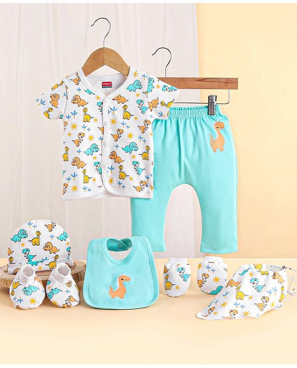 Babyhug 100 % Cotton Baby Gift Set Animal Print - Pack of 7