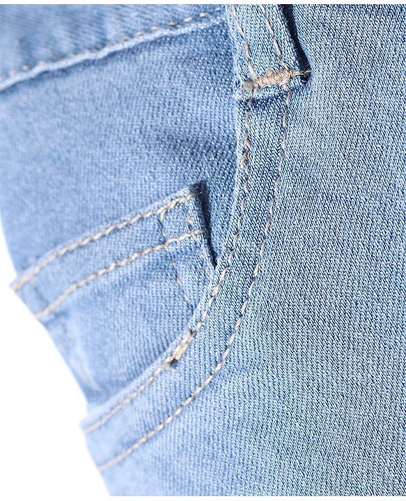 Babyhug Full Length Solid Color Denim Jeans With Stretch - Light Blue
