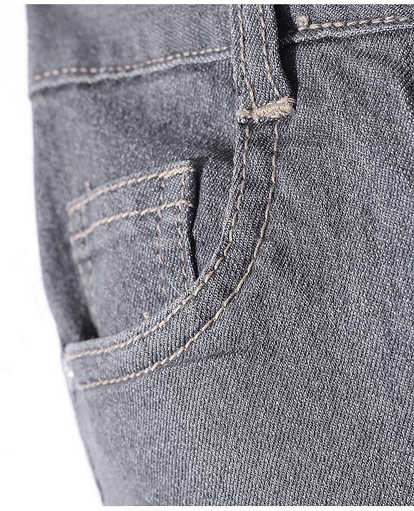 Babyhug Full Length Solid Color Denim Jeans With Stretch - Grey