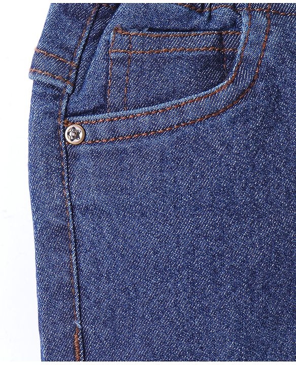 Babyhug Denim Full Length Solid Colour Jogger With Stretch - Light Blue