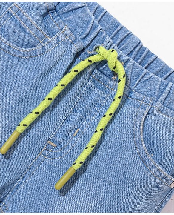 Babyhug Denim Full Length With Stretch Joggers - Light Blue