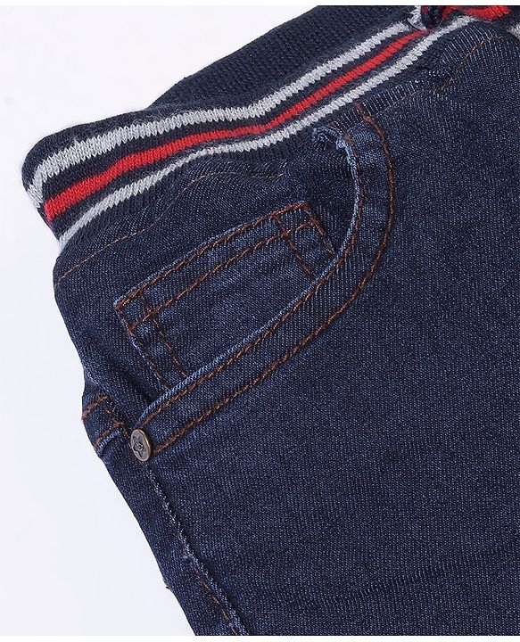 Babyhug Denim Knee Length Ribbed Waist Jamaican - Dark Blue