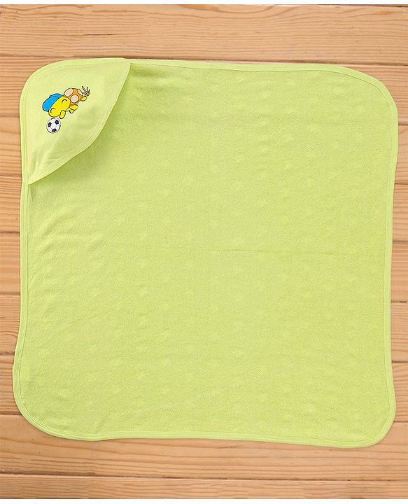 Babyhug Terry Cotton Knit Two Layer Towel with Hood Star Print L 76.2 x B 76.2 cm - Green