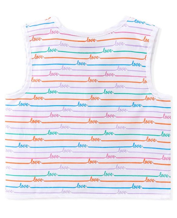 Babyhug 100% Cotton Woven Sleeveless Jhabla Heart Print Pack of 3 - Pink & White