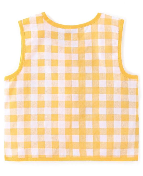 Babyhug 100% Cotton Poplin Woven Sleeveless Jhabla Checks & Badge Print Pack Of 3 - Multicolor
